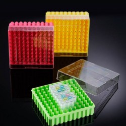 Cryo-Box aus Polycarbonat für Reagenzgläser und Kryoröhrchen, 100 Plätze, 4x5 Stk/20 Stk